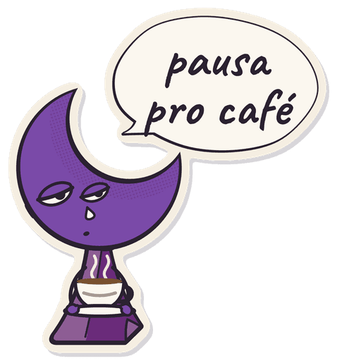 Figurinha do Crescêncio com o balão “pausa pro café”