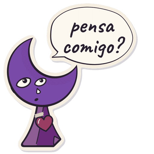 Figurinha do Crescêncio com o balão “pensa comigo?”